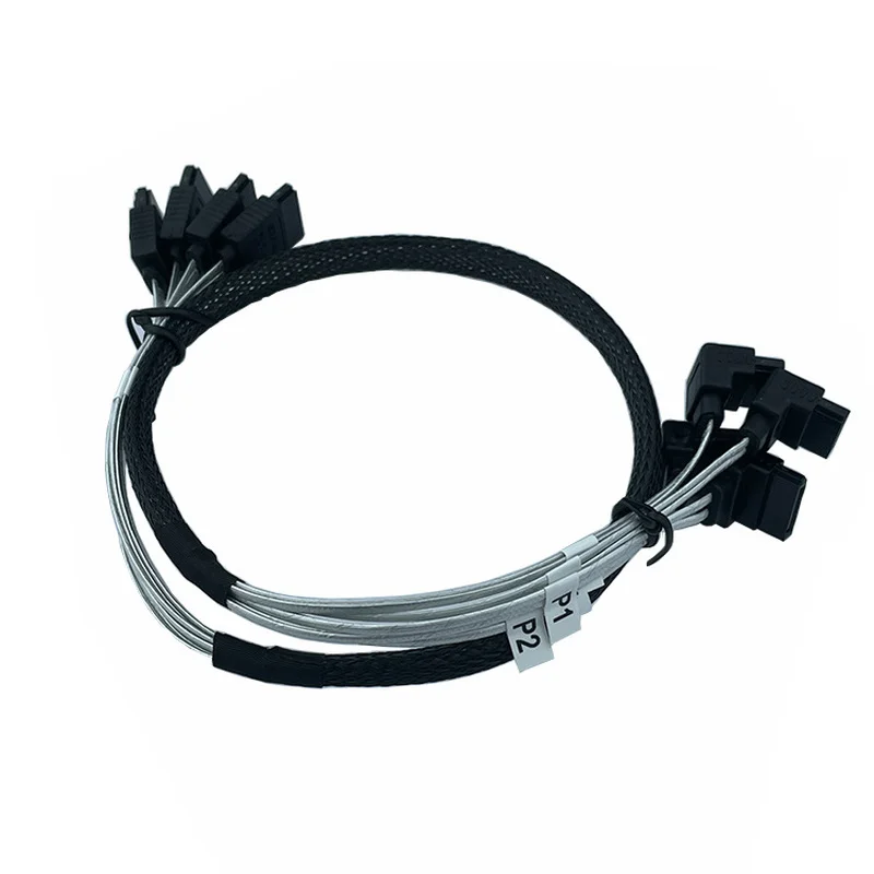 

Silver Cable 4SATA To 4SATA Inwardly Bent 90° SSD Solid State Drive Data Cable Computer Motherboard Cable