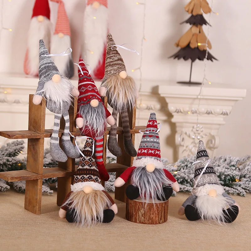 

2020 New Year Long beard Forest Doll Christmas Tree Pendant Mini Doll Hanger Christmas Decoration Creative Sitting for home