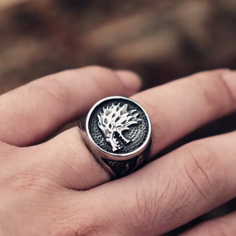 Mannen Vintage Wolf Ring Punk Knight Sieraden Fashion Rvs Barbarity Weerwolf Totem Party Gift