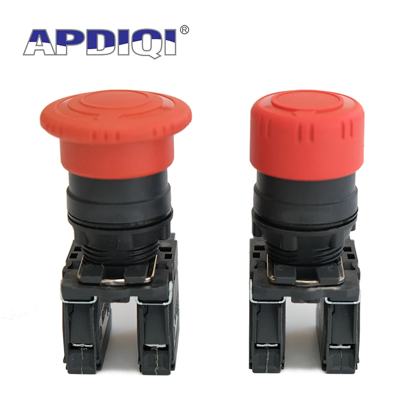 1Pcs XB5 AS542 Plastic Emergency Stop Red Mushroom Head Size 30 40MM Push Button Switch Lock NO NC Normally Open AS545 22mm ZB5