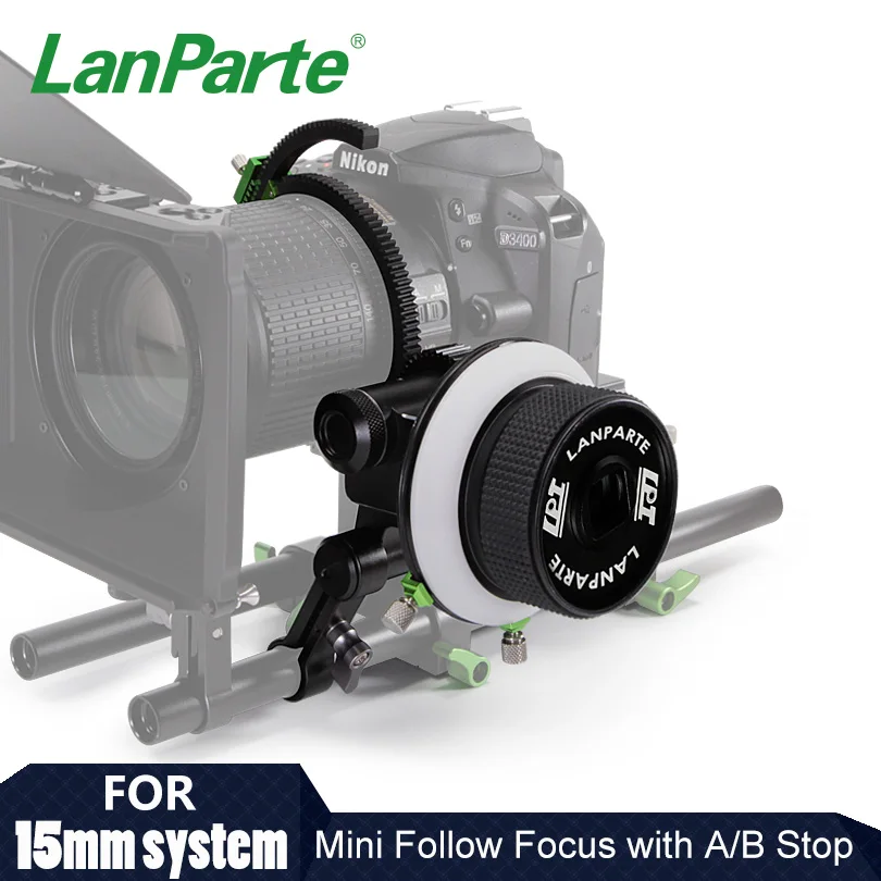 Lanparte Lightweight Mini Follow Focus with Adjustable Gear Ring and A B Hard Stop  for DSLR Camera Accessories