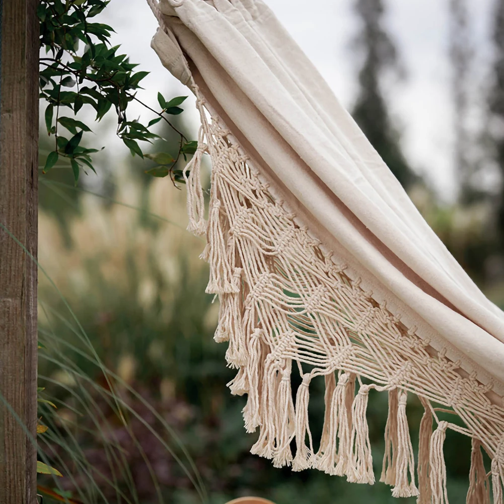 Hamaca grande de estilo bohemio para 2 personas, silla colgante de lujo con flecos de macramé brasileño, Columpio de red doble para interiores