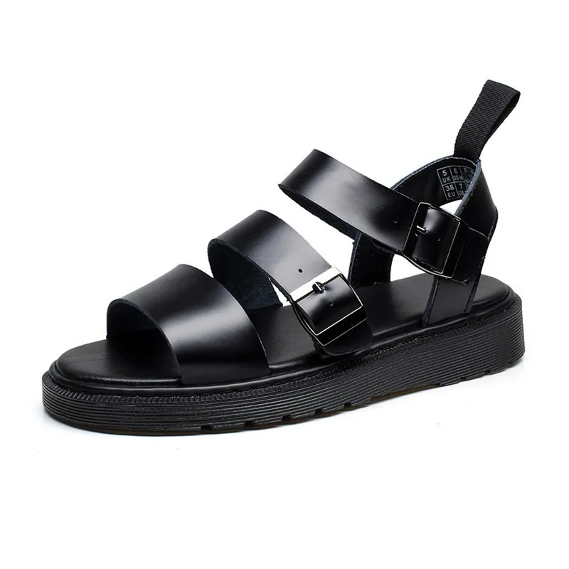 Men Rome Buckle Leather Open Toe Beach Unisex Summer Platform Sandals Garden Shoes Sandalias Hombre Plus Size