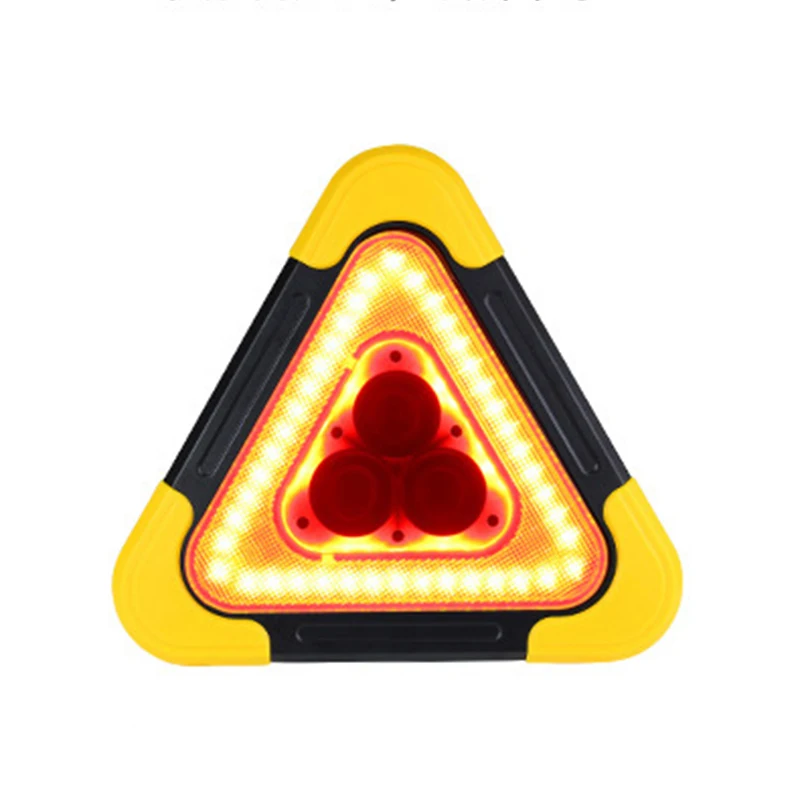 Car LED Reflective Triangle Lighting Tripod USB Charger Emergency Warning Sign Vehicle Stop Night Road Reflector Accessories