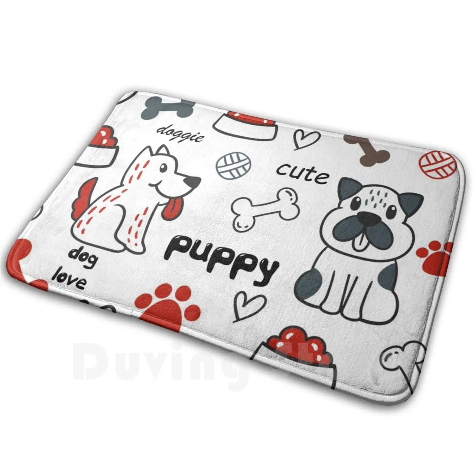 Dog Doodle Pattern Carpet Mat Rug Cushion Soft Dog Dog Lover Dog Love Puppy Cute Funny Care Doggie Bone Paw Football