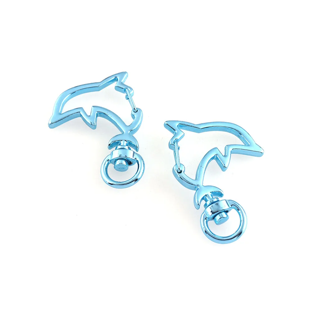 Dolphins Shaped Swivel Clasps Blue Lobster Clasps Key Chain Lanyard Clasps Swivel Snap Hooks Trigger Hooks Bags Connector