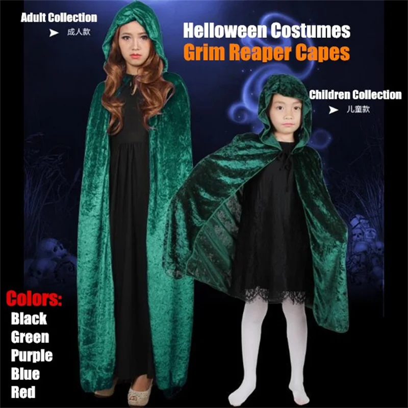 

Adult&Children Collection Halloween Costumes Masquerade Female Witch,Grim Reaper,Vampire Cosplay Black Bleach Capes Shawl