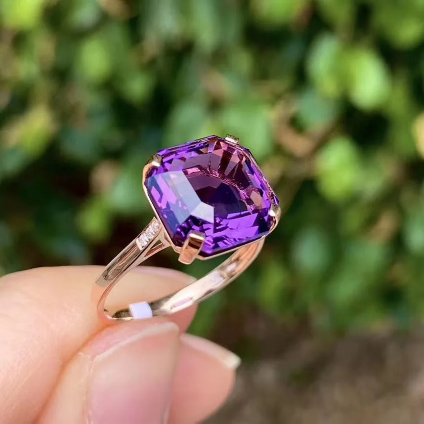 

New Arrival Real and Natural Amethyst Ring, 925 Sterling Silver Purple Gemstone Wedding Jewelry Women