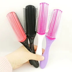 Brosse à Cheveux Déman à 9 Rangées pour Femme, Peigne de Énergie du Cuir oral elu, pour Salon de Coiffure, Produits pour Cheveux Lisses et Bouclés