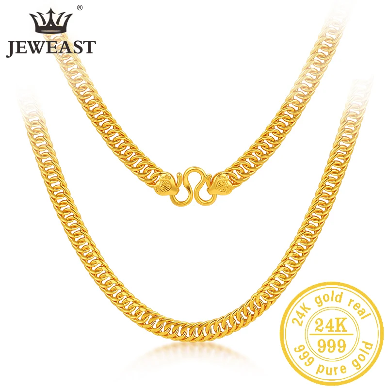 JLZB 24K Pure Gold Necklace Real AU 999 Solid Gold Chain Generous Men's  Upscale Solid Classic Jewelry Hot Sell New 2023