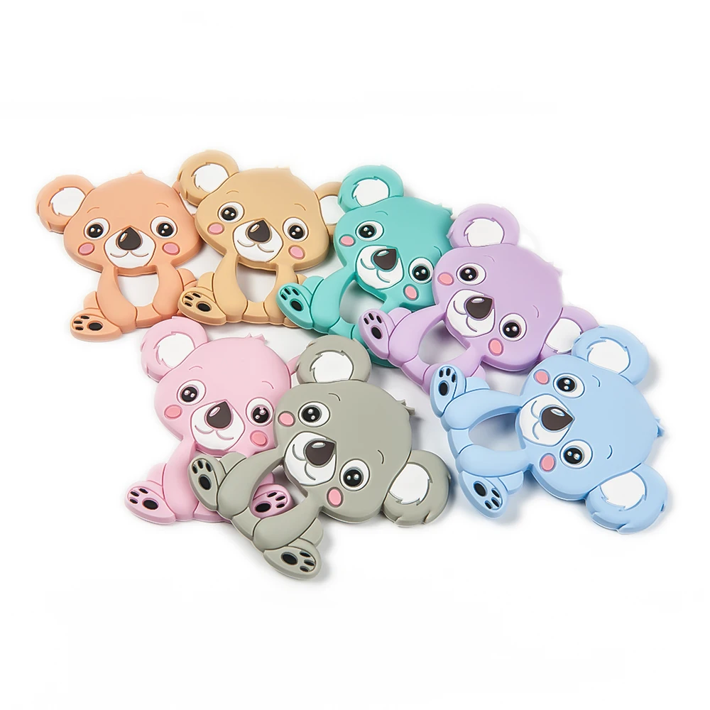 Leuke-Idee 1Pc Baby Bijtring Koala Accessoires Diy Voor Fopspeen Ketting Bpa Gratis Food Grade Siliconen Kralen Bijtring chew Baby Speelgoed