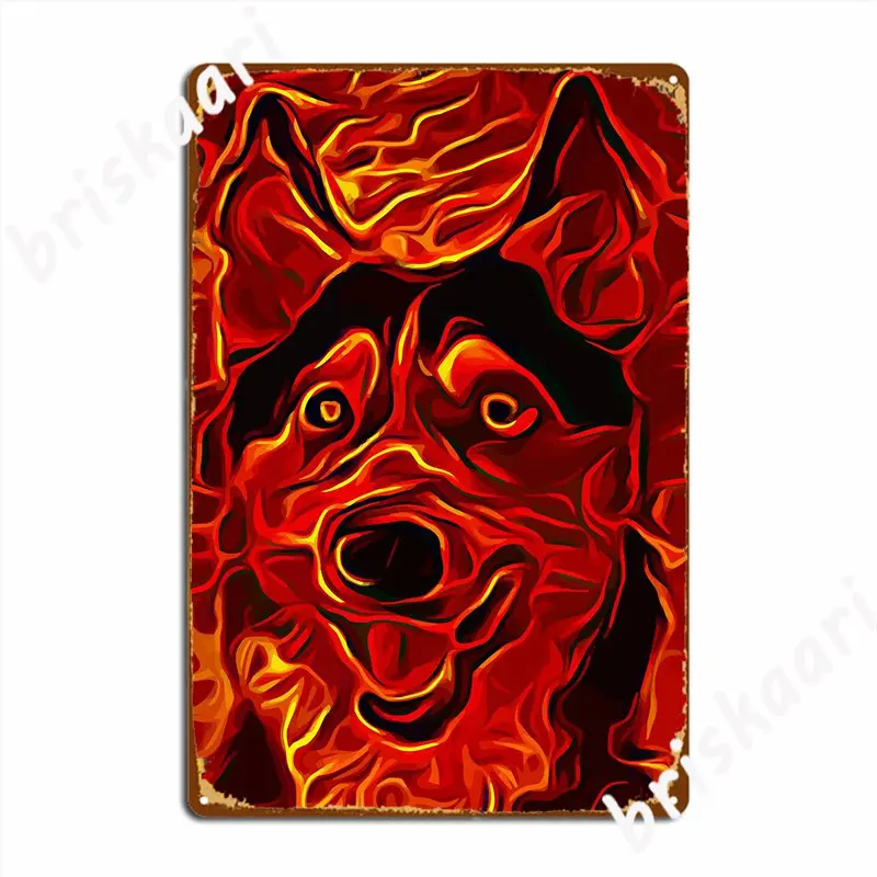 Husky Flaming Metal Sign Wall Mural Customize Kitchen Plates Tin Sign Poster