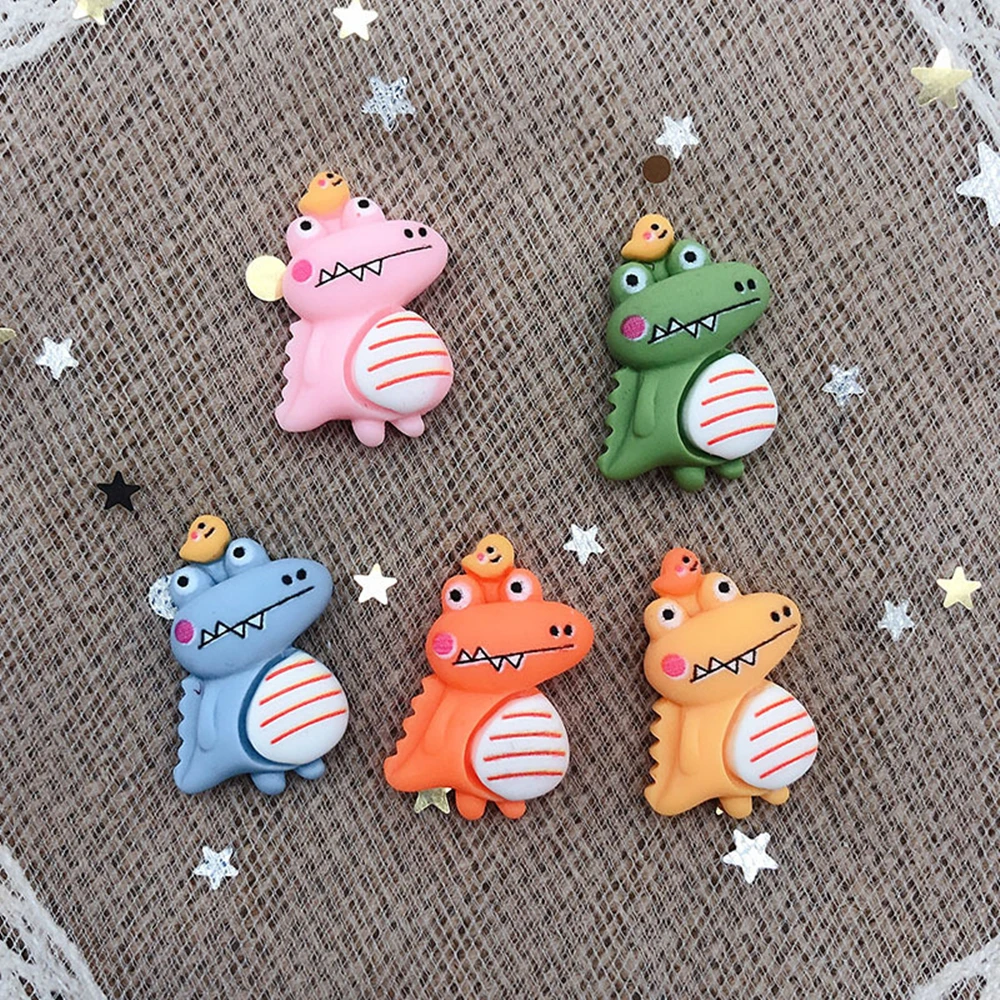 100pcs 20mm 5Colors Tough Resin Cute Dinosaurs Jewelry Decoration Croc Handmade Finding Glue Set Fridge Decorate Accessory