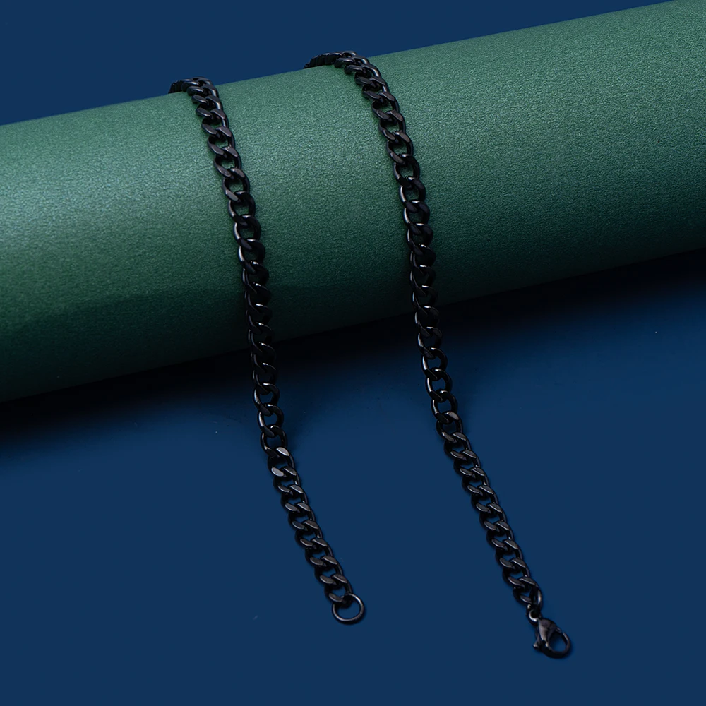 Hip-Hop Kubanische Kettenhalskette für Männer und Frauen, Punk-Stil, 3 bis 7 mm, Edelstahl-Choker-Halskette, Vintage-Schmuckzubehör – Detail 10