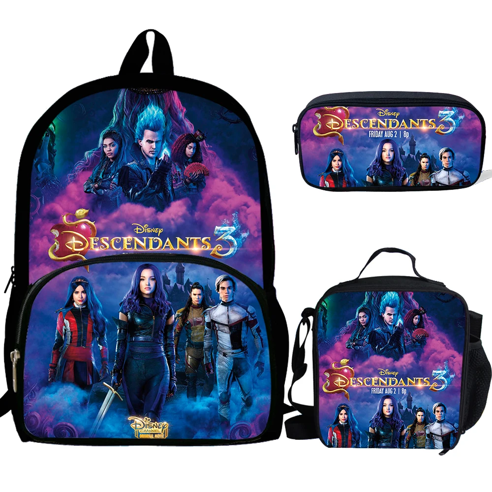 Disney 3PCS School Bag Set Descendants 3 Printing School Backpack For Teenagers Boys Girls Student Travel Book Bag Schoolbags