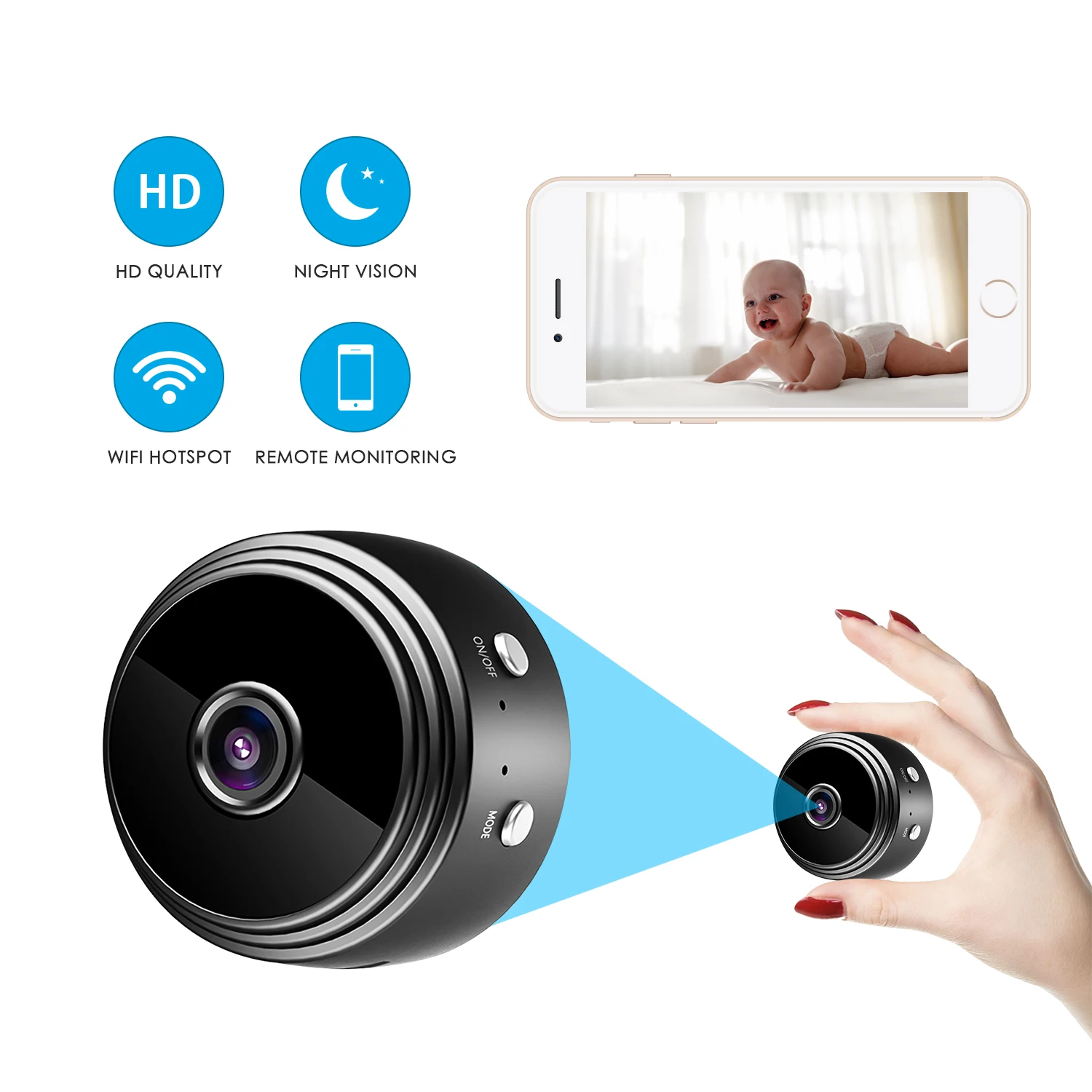 1080P WIFI Camera Home Security Night Vision Motion Detection Wireless IP Cam Mini Camera With Remote Indoor Smart Control