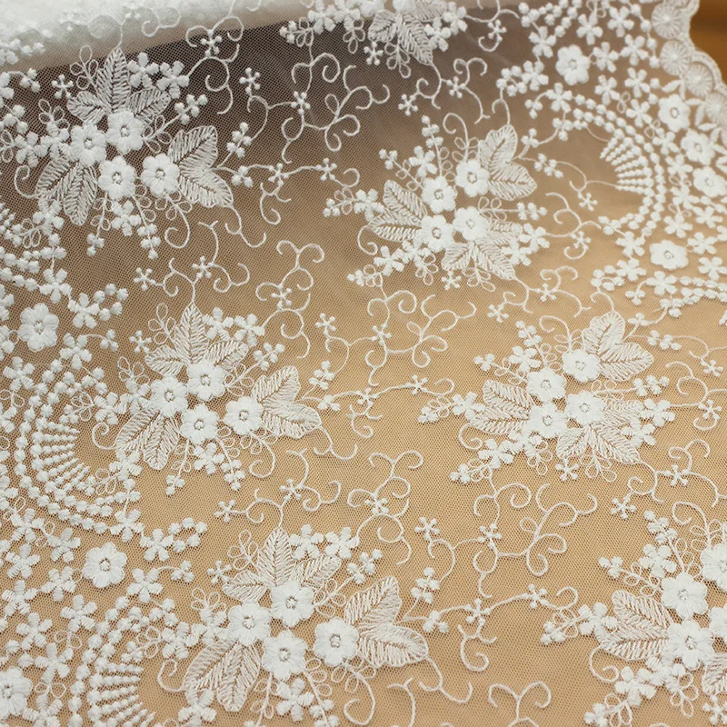 Free Shipping New Double Side Soft Mesh Embroidered Lace Fabric Sofa Curtain Clothing Lace Trim Accessories Width 40cm3Yards/lot