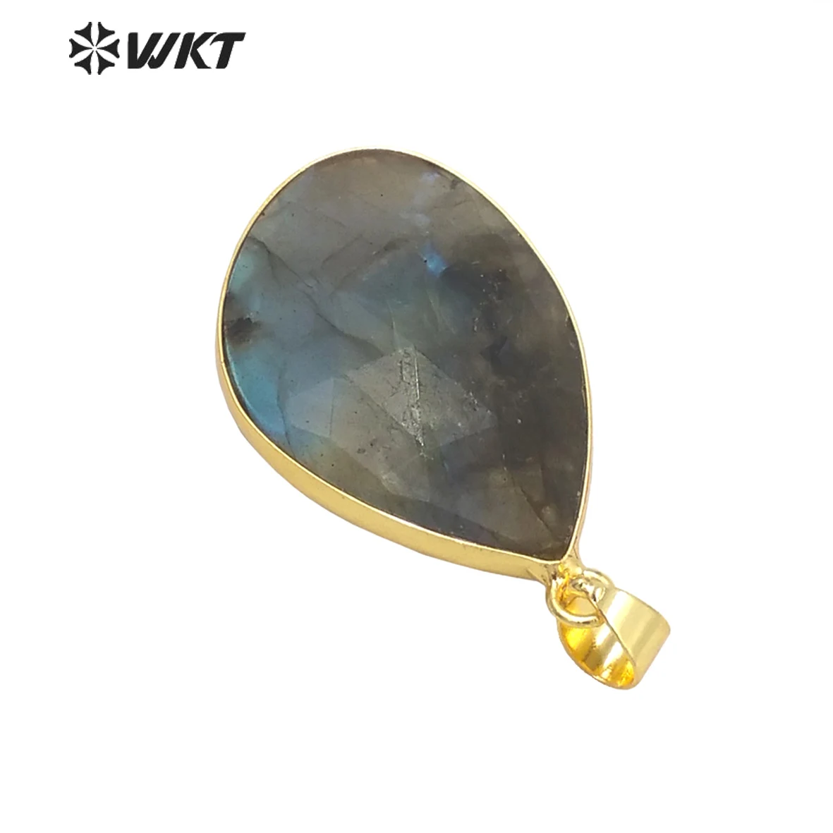 

WT-P1736 Оптовая продажа, золотой ободок, высокое качество, ярко вспышка, натуральный лабрадорит, камень, кулон для женщин, ювелирные изделия, дизайн ожерелья