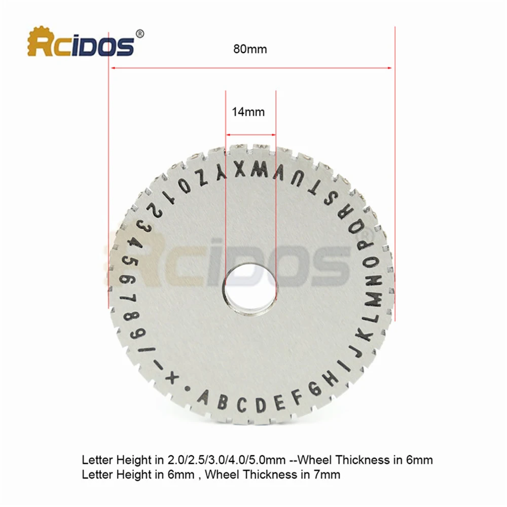 RCIDOS Character plate wheel for YL-360 Manual nameplate marking machine,2/2.5/3/4/5/6mm Solid/Dotted style available,1pcs price