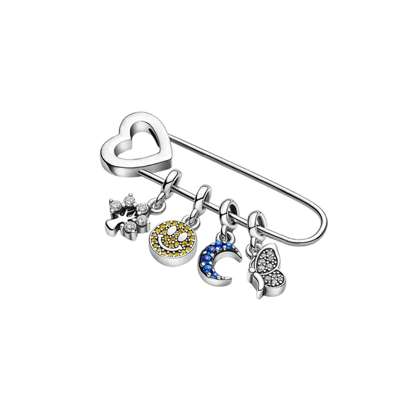 New 925 Sterling Silver My Star Moon Flamingo Mini Dangle Charm Fit Original Pandora Me Bracelet Necklace DIY Beads Jewelry Gift