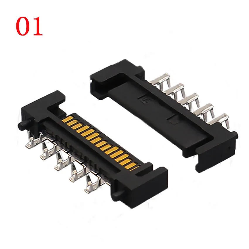 5PCS SATA Right Angle Straight Patch Type 15 Pin 15P Male Adapter Connector For Hard Drive HDD