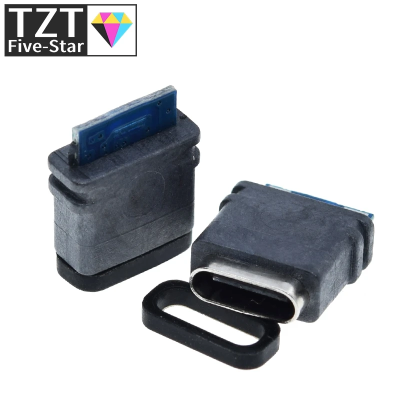 TZT 5/10 Stück USB 3.1 Wasserdichter Typ-C-Stecker 16PIN 5A Buchse Doppelter 5,1K-Widerstand Unterstützt Laden und Entladen – Detail 4