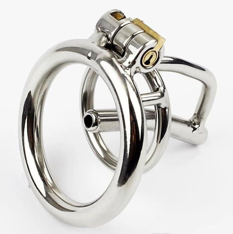 Stainless Steel Male Chastity Device with Catheter Small Cock Cage Metal Penis Lock Bdsm Sex Toy for Men Chastity Belt