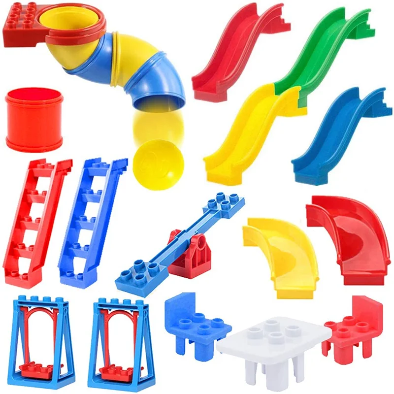 Big Toy dup Building Blocks Playground Pipeline Spin Parts Slide Ladder Swing Baby Assemble Interactive Toys For Kids Gifts xmas