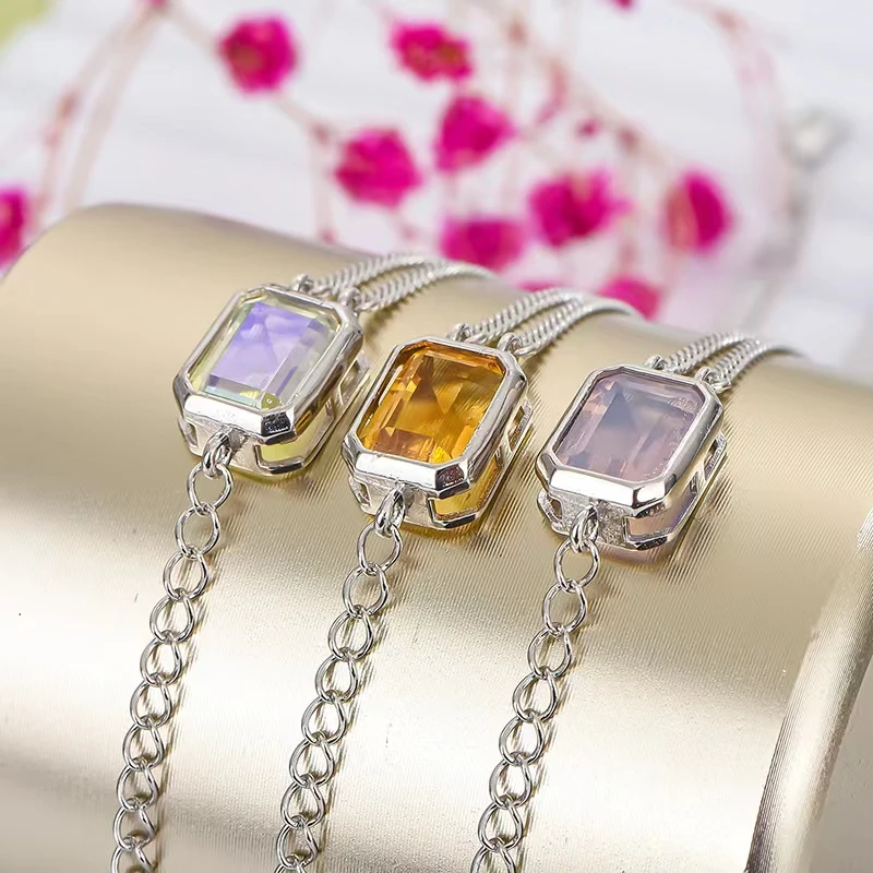 Colorful Gemstone Fine Jewelry Natural Citrine Topaz Bracelet for Women  6x8mm Size Gem Hand Chain Good Gift  Birthstone