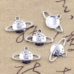 30pcs Charms Star Earth Saturn Planet Spark 14x22mm Antique Silver Color Pendants DIY Crafts Making Findings Tibetan Jewelry