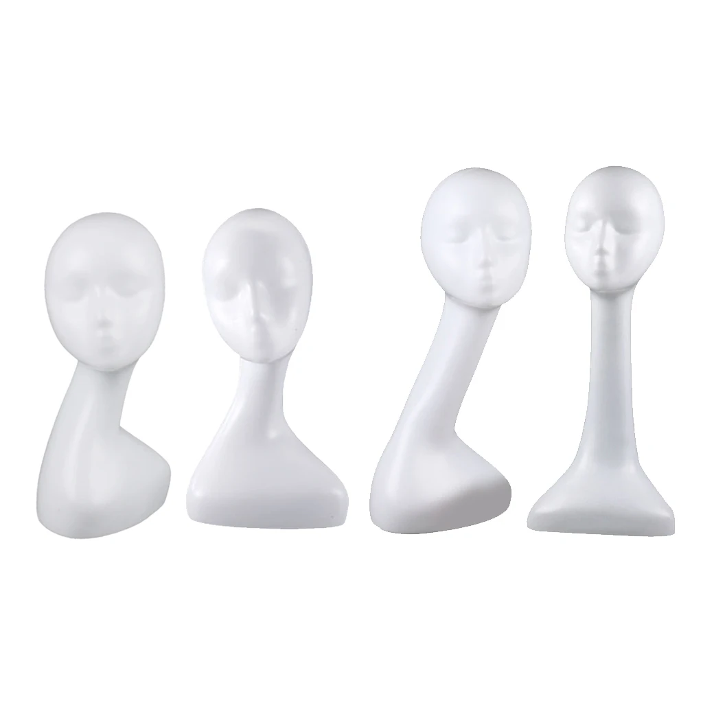 White Abstract Mannequin Female Head Model Dummy Hair Hats Glasses Necklace Headscarf Scarf Display Holder Shop Supplies