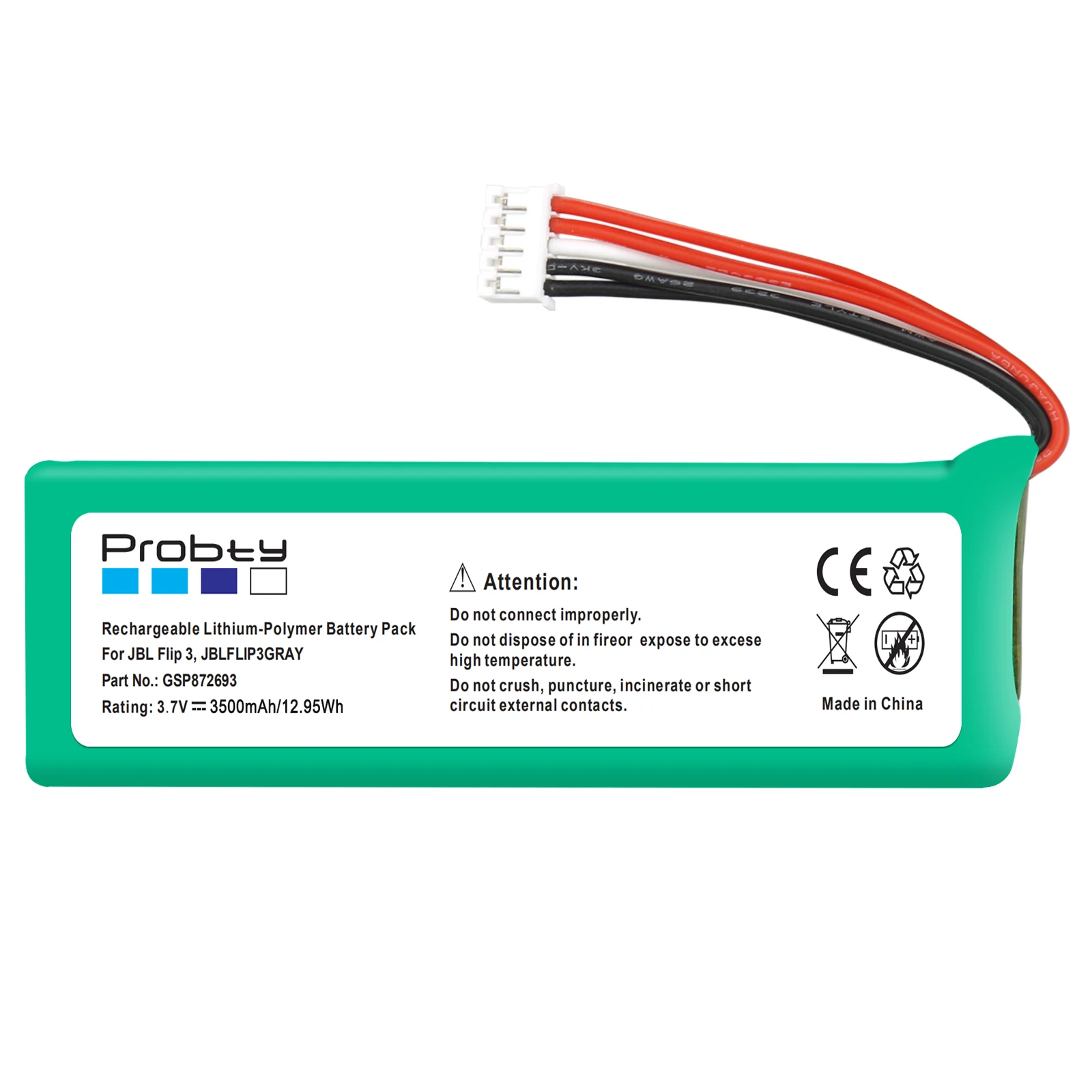 GSP872693 3.7v 3500mAh High Quality Battery For JBL Flip 3 Flip 3 GRAY GSP872693 P763098 03