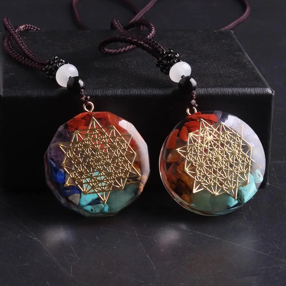 Orgonite Pendant Sri Yantra Symbol Necklace Chakra Healing Energy Necklace Amulet Jewelry Handmade Professional Dropshipping