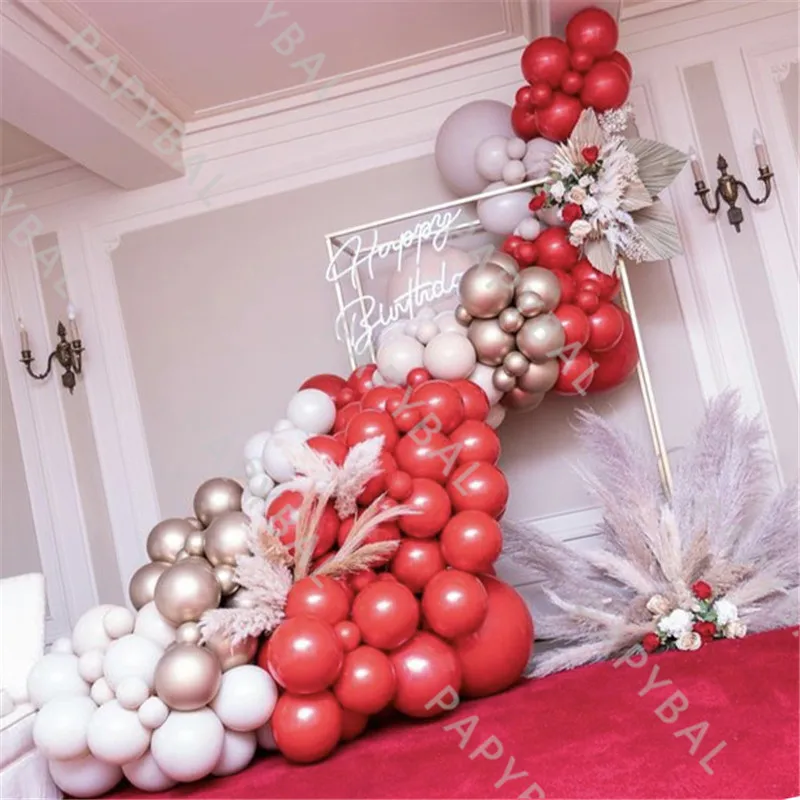 

163Pcs Red Latex Balloons Set Wedding Arch Garland Balloon Kit Chrome Gold Ballon For Birthday Anniversary Pary Decoration