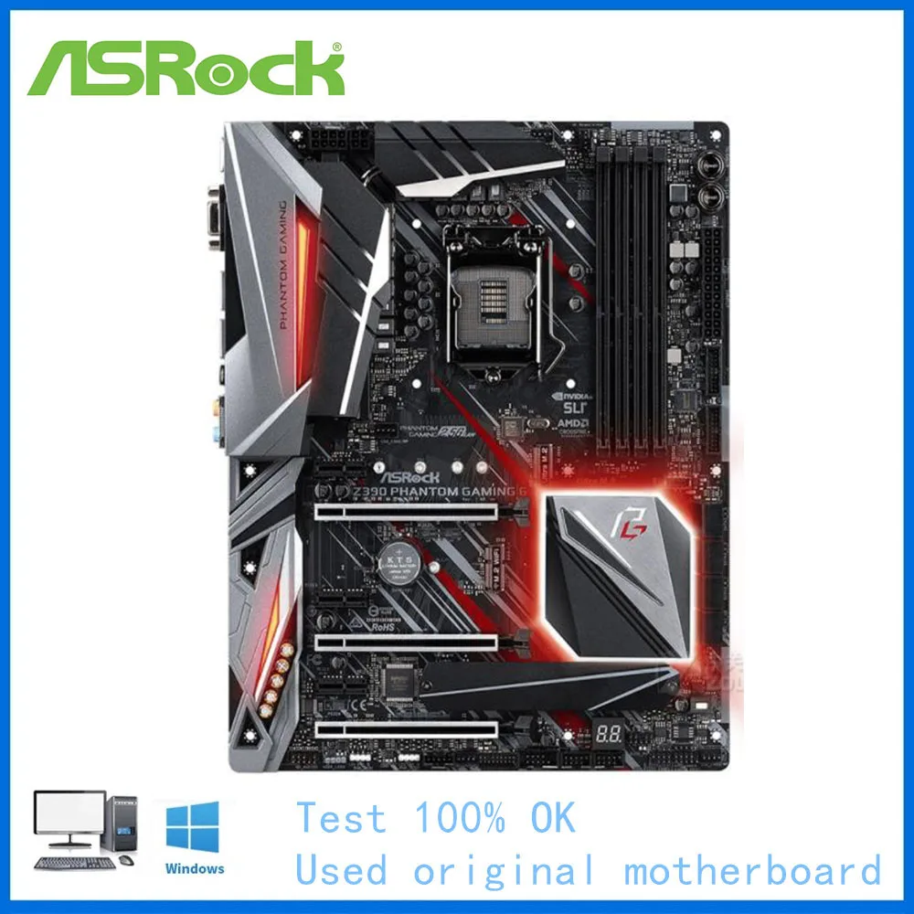 For ASRock Z390 Phantom Gaming 6 Computer Motherboard LGA 1151 DDR4 Z390 Desktop Mainboard Used Core i5 9600K i7 9700K Cpus