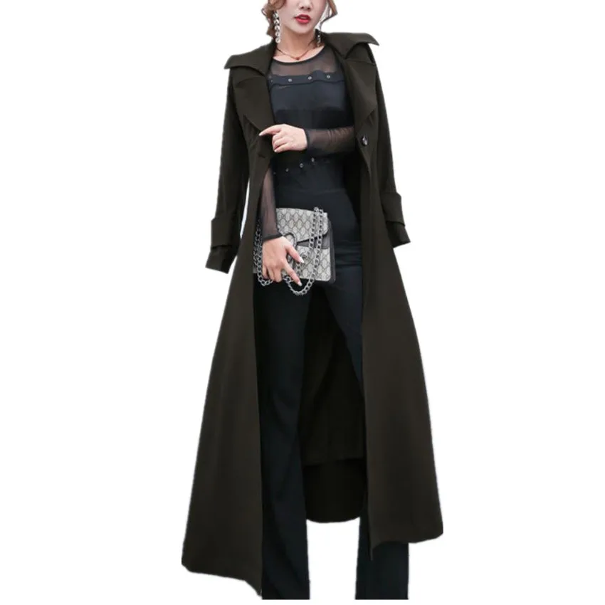 fashion x-long trench coat women slim autumn winter new arrival outerwear