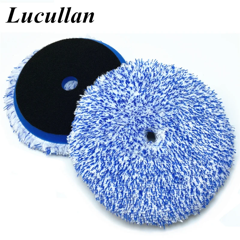 Lucullan 150X10mm Backer Microfiber Wax Removal Sponge DA Finishing Foam Pad with Black Hook&Loop