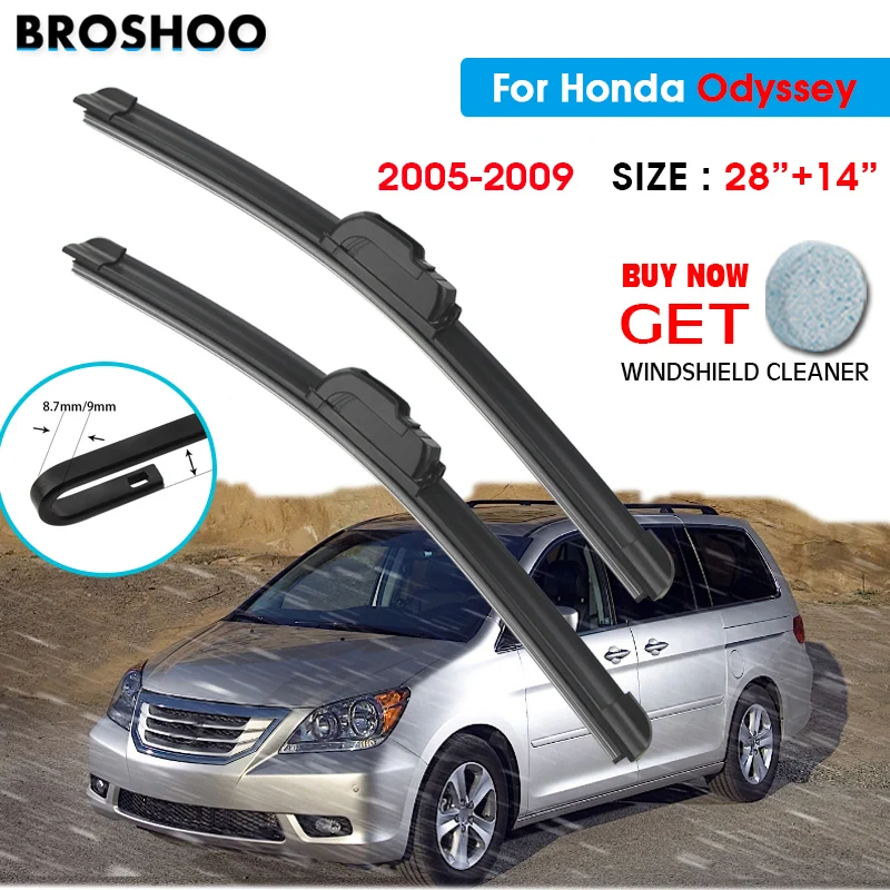 

Car Wiper Blade For Honda Odyssey 28"+14" 2005-2009 Auto Windscreen Windshield Wipers Blades Window Wash Fit U Hook Arm