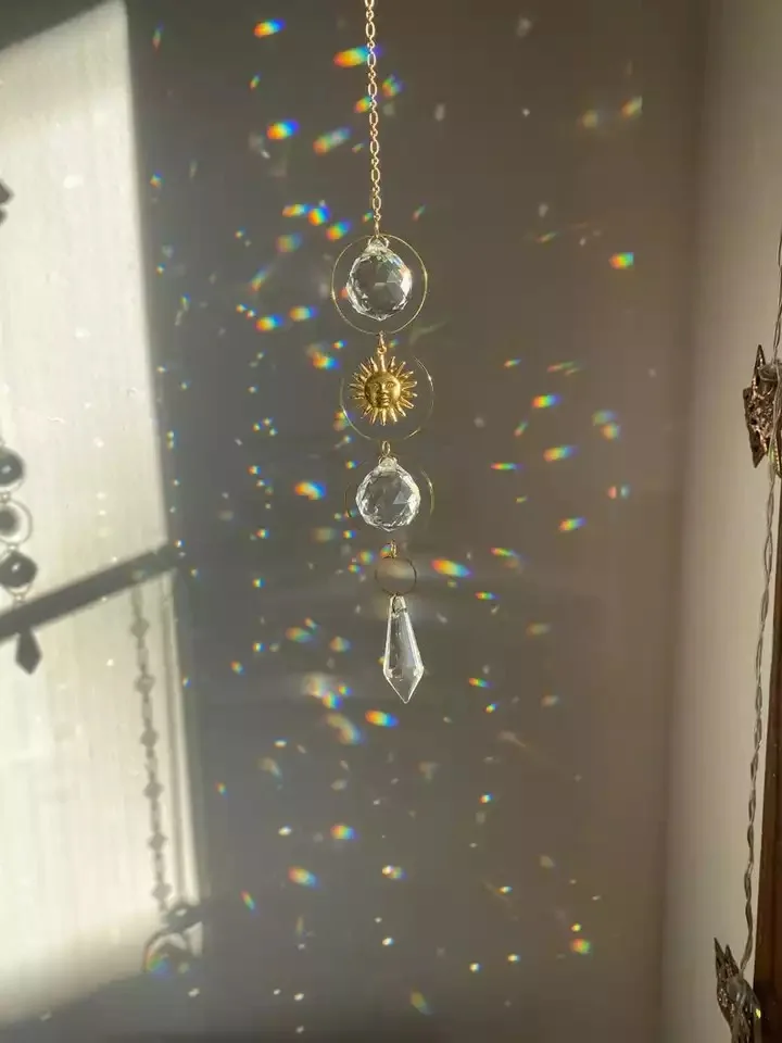 Geometric sun suncatcher gold plated