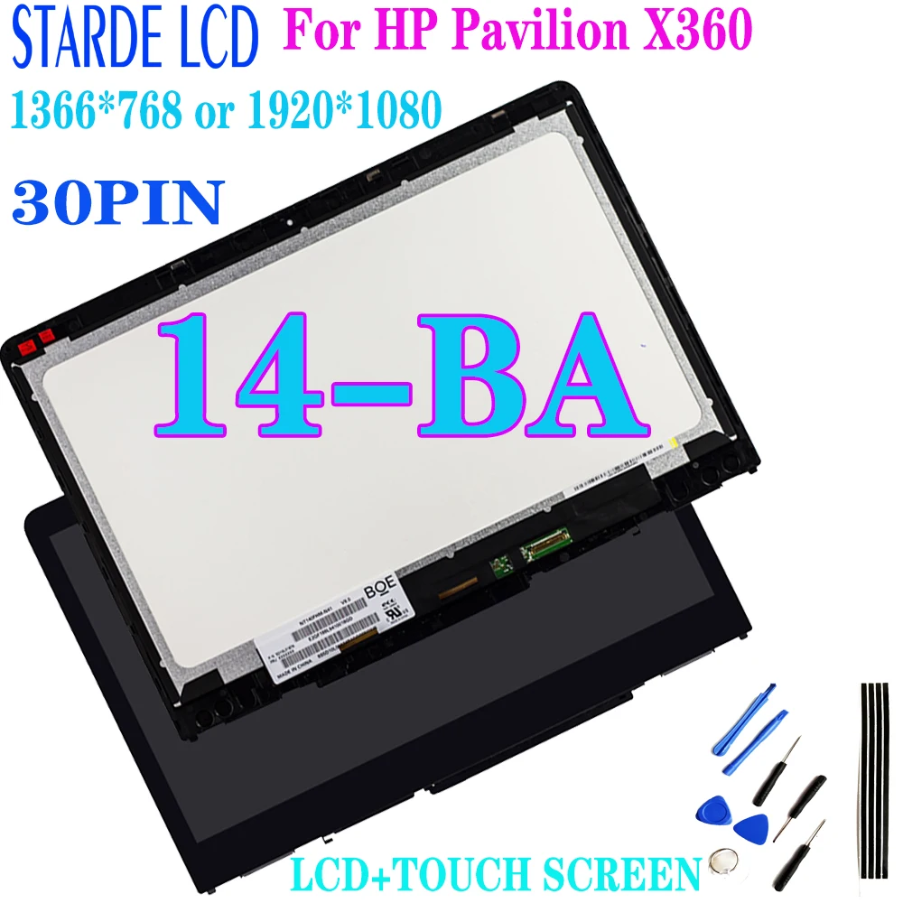 14.0'' for HP Pavilion X360 14-BA 14M-BA LCD Display Touch Screen Digitizer Assembly B140XTN02.E N140HCE-EBA 1366*768 1920*1080