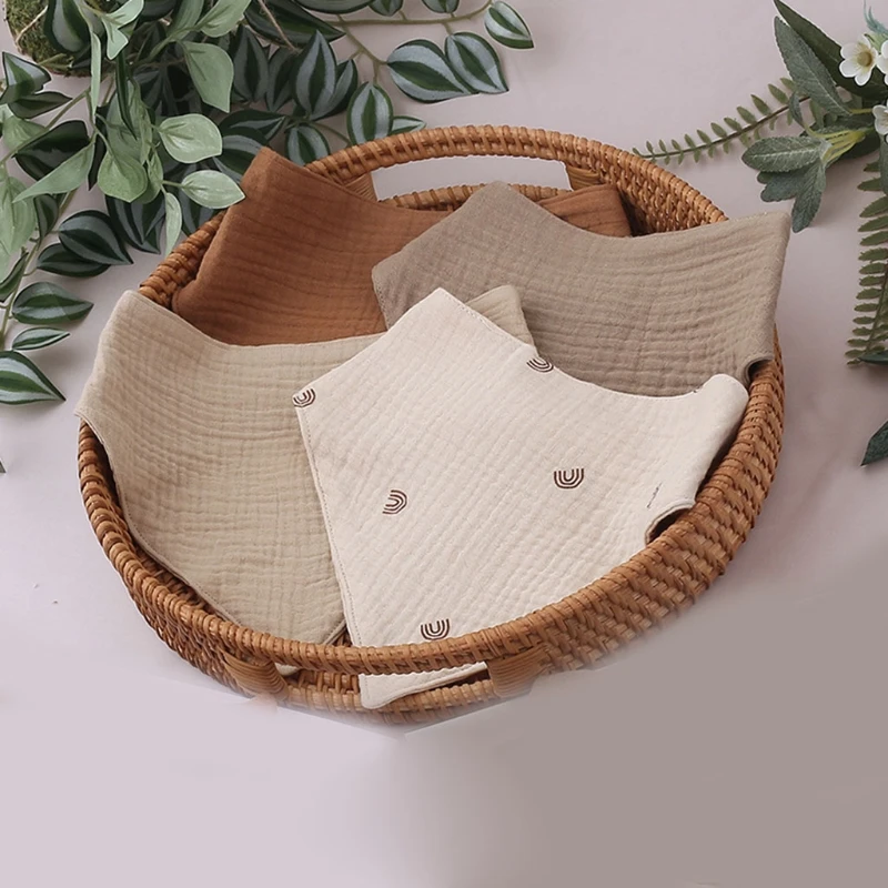 Bé Sơ Sinh Cotton Yếm Sơ Sinh Màu Tam Giác Khăn Ăn Nước Miếng Khăn Bandana Ợ Vải Bé Trai Bé Gái Tặng 4 Cái/bộ