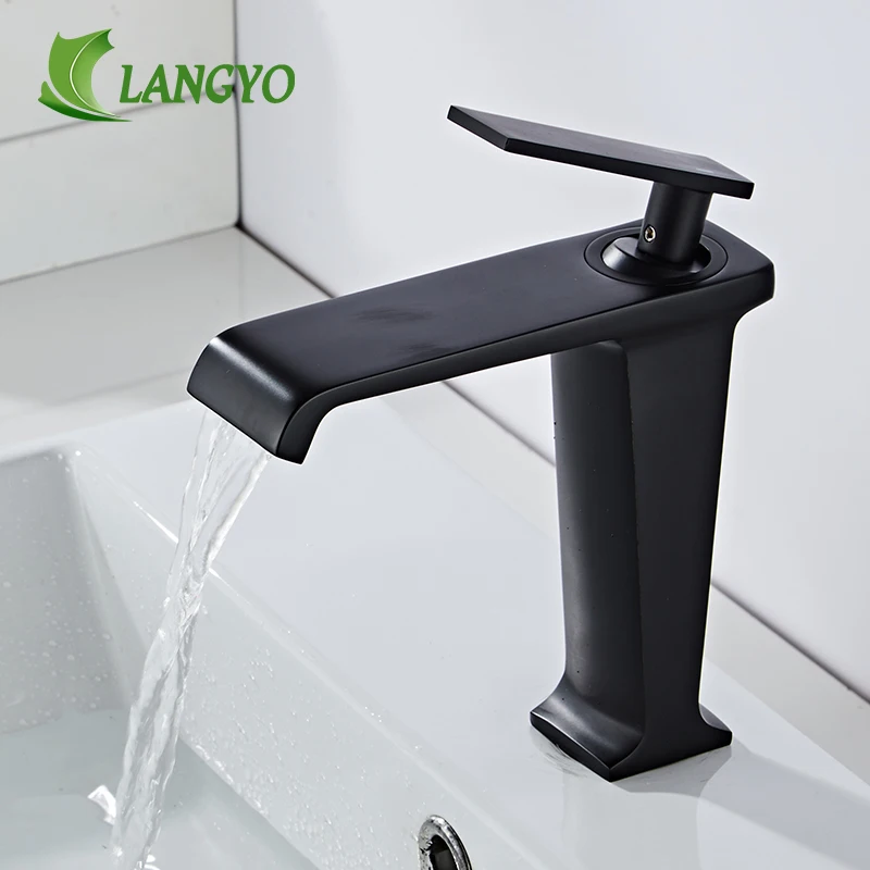 

Chrome/Black/White Bathroom Basin Taps Hollow Shape Brass Waterfall Faucets Single Handle Water Mixer Tap Golden Sink Mixers