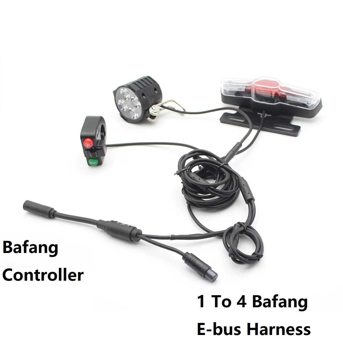 Bafang Mid-Drive Front and Rear Lights, Support Horn, Turning Light, Braking Light, 36 V, 48V, 60V