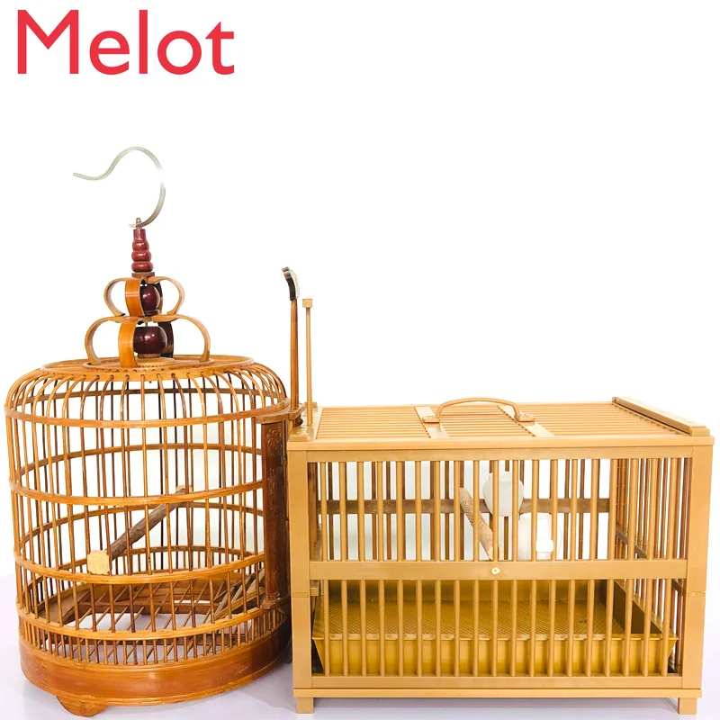 High-End Luxury Wooden Bird Cage Thrush Bath Cage Bird Cage Plastic Fashion and Environment-Friendly Simple Bird Cage Large