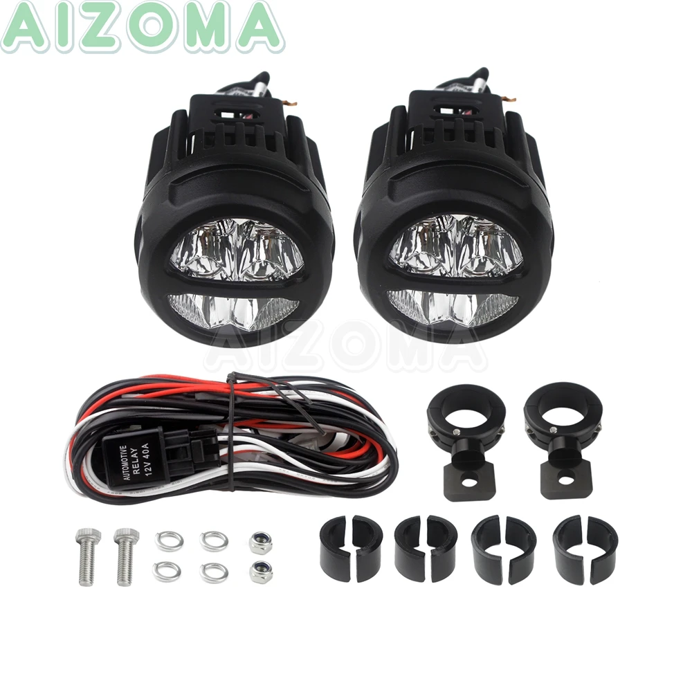 

2pcs Universal Motorcycle LED Spot Lights Auxiliary Headlight Fog Lamp with 7/8''or 1'' or 1-1/4'' Tube Mount Adjustable Bracket