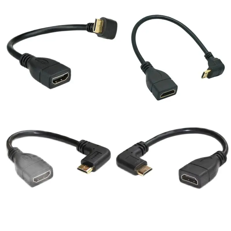 Up Down Right Left Angled Mini HD-to HD-Male To Female Cable 10cm For Laptop PC HDTV Type C Mini HDMI-compatible Angle Adapter