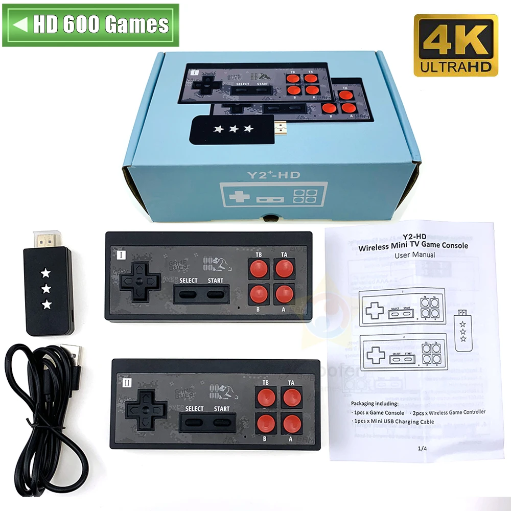 Y2-HD USB Wireless Handheld TV Video Console Build In 621 Games for NES Retro Dendy Console Portable Retro Game Stick