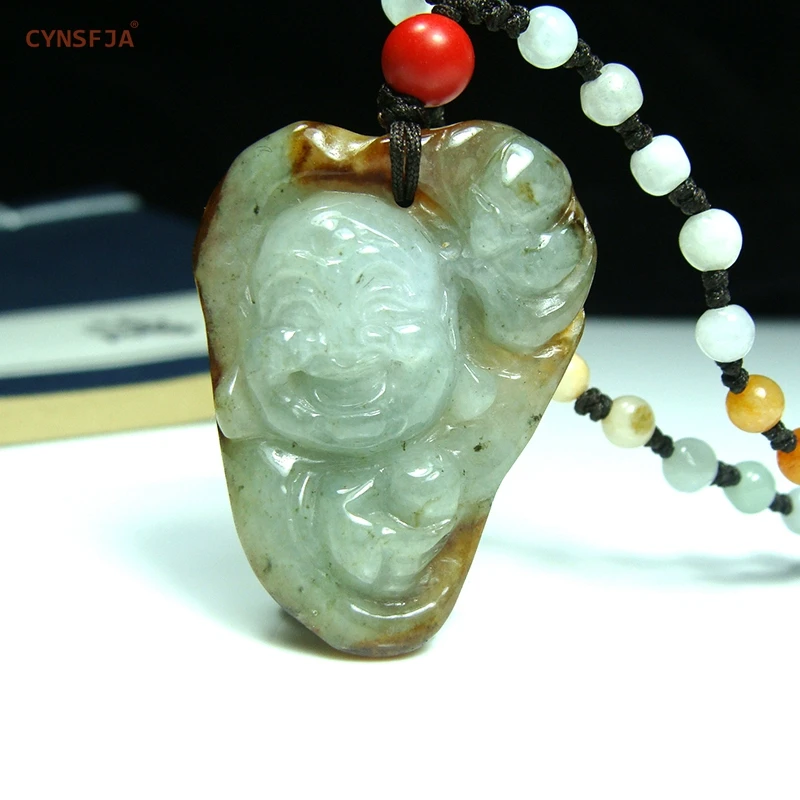 

CYNSFJA Real Rare Certified Natural A Grade Burmese Jadeite Amulet Buddha Jade Pendant High Quality Hand Carved Wonderful Gifts