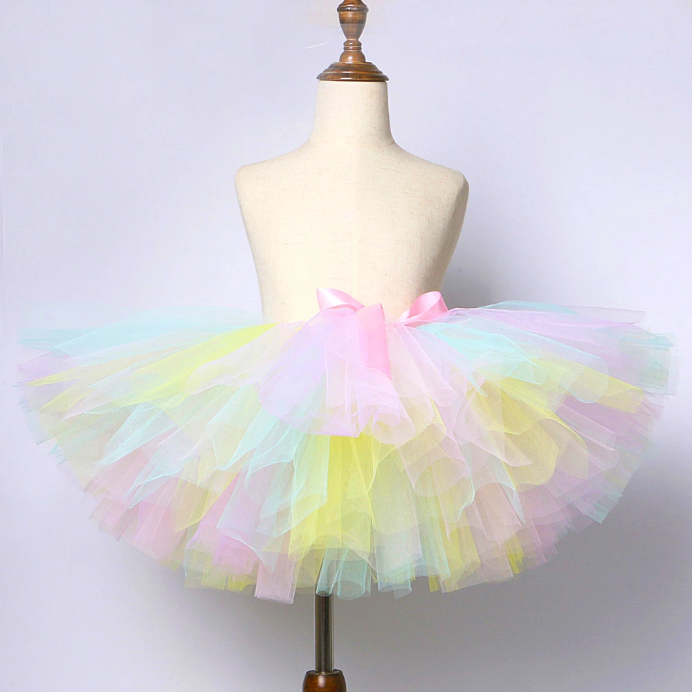 Pastel Unicorn Tutu Skirt for Baby Girls Dance Tutus Kids Tulle Skirts for Birthday New Year Costume Toddler Outfits 3M-14 Years