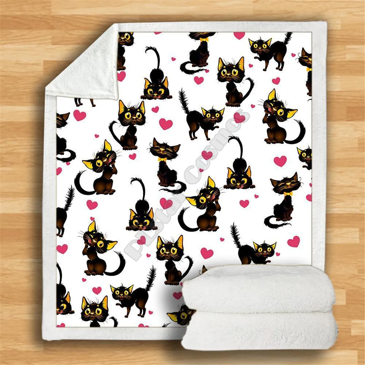 

Love Cute Funny Cat Cozy Premium Fleece Blanket 3D printed Sherpa Blanket on Bed Home Textiles